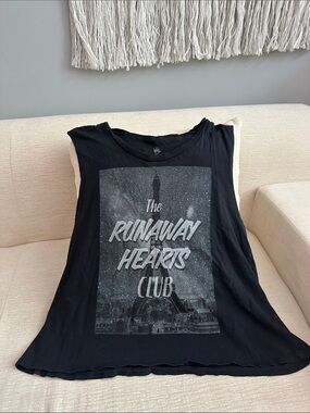 Afends Black Muscle Tank with White Logo Print
